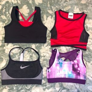 Bundle of girls sports bras / cheer tops, XS